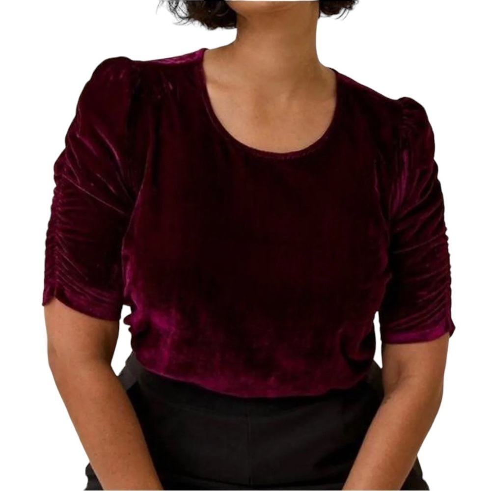 Torrid Velvet Ruched Sleeve Top in Wine 3 3X
